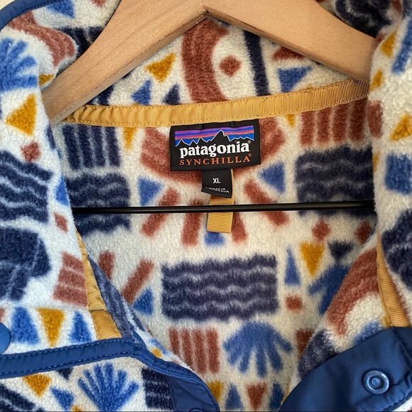 Patagonia Protected Peaks Fleece Multi Big Oatmeal White Aztec Southwestern - Picture 12 of 14